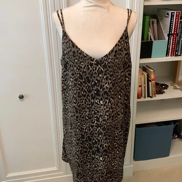 Peyton Jensen son spaghetti slip dress leopard print xL - Picture 1 of 5